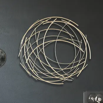 26" X 26" Gold Abstract Metal Circle Hanging Dimensional Sculpture