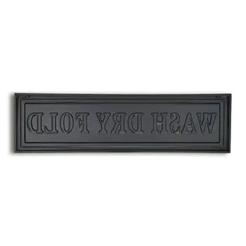 10" X 36" Black And White Wash Dry Fold Metal Wall Decor