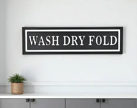 10" X 36" Black And White Wash Dry Fold Metal Wall Decor
