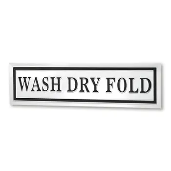 10" X 36" White And Black Wash Dry Fold Metal Wall Decor