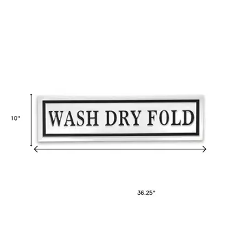 10" X 36" White And Black Wash Dry Fold Metal Wall Decor