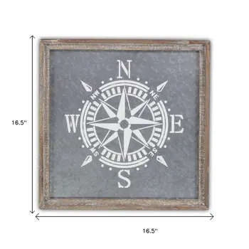 17" X 17" Gray Metal Square Framed Art