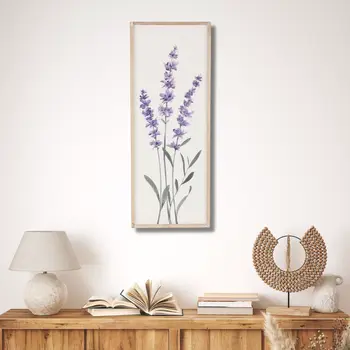 32" X 12" Natural And White Flower Bouquet Wood Framed Art