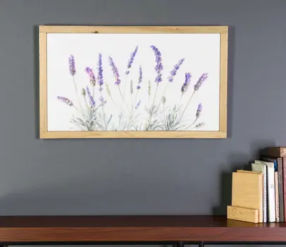 16" X 26" Natural And White Flower Bouquet Metal And Wood Framed Art