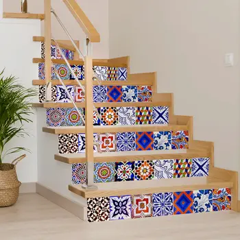 4" x 4" Red Vinyl Arabesque Peel And Stick Removable Tiles