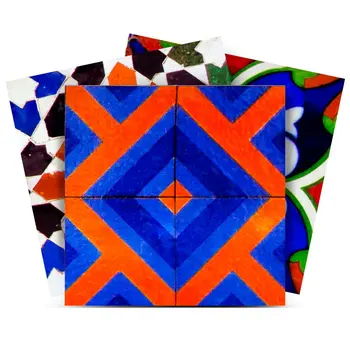 5" x 5" Red Vinyl Arabesque Peel And Stick Removable Tiles