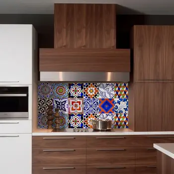 5" x 5" Red Vinyl Arabesque Peel And Stick Removable Tiles