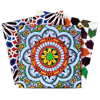5" x 5" Red Vinyl Arabesque Peel And Stick Removable Tiles