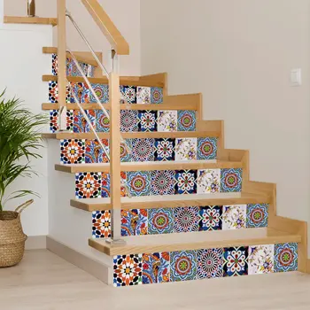 5" x 5" Red Vinyl Arabesque Peel And Stick Removable Tiles