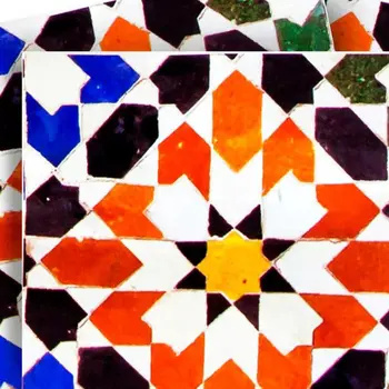 5" x 5" Red Vinyl Arabesque Peel And Stick Removable Tiles