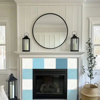12" x 12" Blue Vinyl Arabesque Peel And Stick Removable Tiles