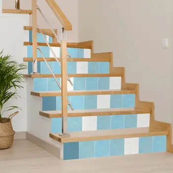 12" x 12" Blue Vinyl Arabesque Peel And Stick Removable Tiles