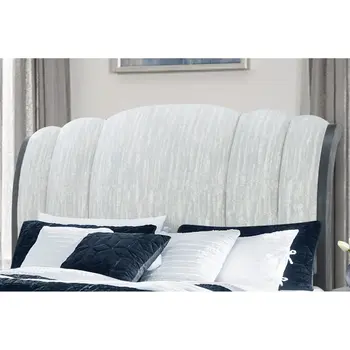 Gray Distressed Wood And Upholstery King Bed Frame With Drawers
