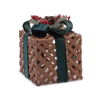 Set of Three Brown And Green Plastic Tabletop Sculpture with LED