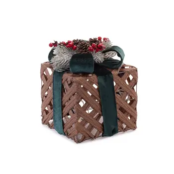 Set of Three Brown And Green Plastic Tabletop Sculpture with LED