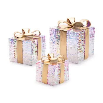 Set of Three Gold Plastic Tabletop Sculpture with LED