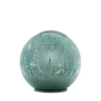 Set of Three Green Glass Tabletop Sculpture with LED