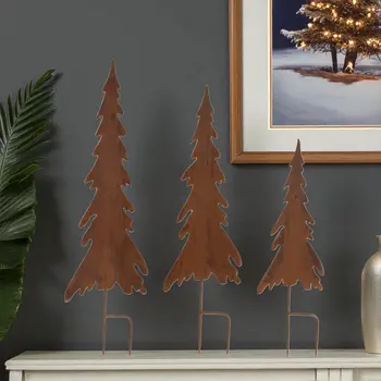 Set of Three Brown Iron Tabletop Sculpture