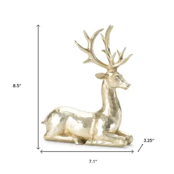 Set of Four Gold Polyresin Deer Figurine