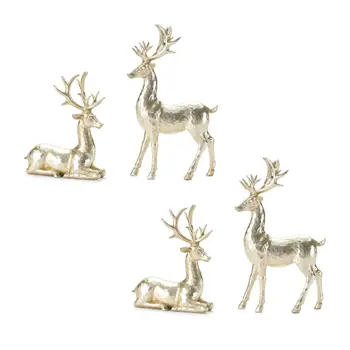 Set of Four Gold Polyresin Deer Figurine