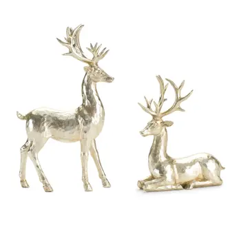 Set of Four Gold Polyresin Deer Figurine