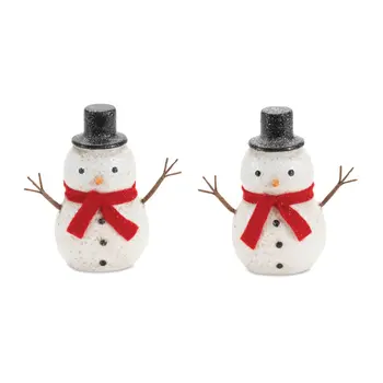 Set of Six White And Red Fabric Figurine