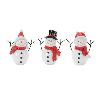 Set of Three Red And White Polyresin Figurine