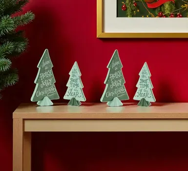 Set of Four Green Ceramic Tabletop Sculpture