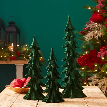 Set of Three Green Resin Tabletop Sculpture
