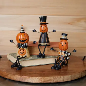 Set of Three Orange And Black Polyresin Tabletop Sculpture