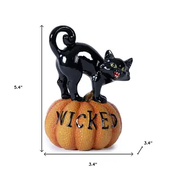 Set of Three Orange And Black Polyresin Cat Figurine