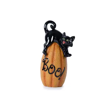 Set of Three Orange And Black Polyresin Cat Figurine
