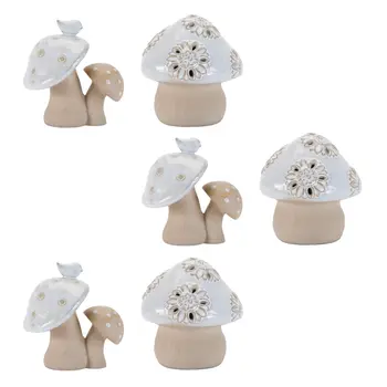 Set of Six Beige And Gray Porcelain Tabletop Sculpture