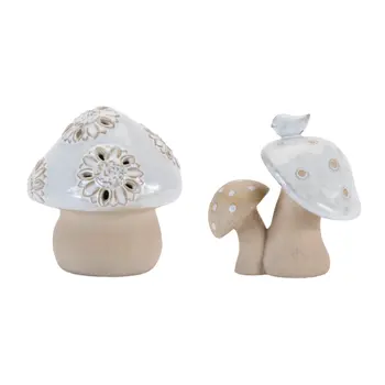 Set of Six Beige And Gray Porcelain Tabletop Sculpture