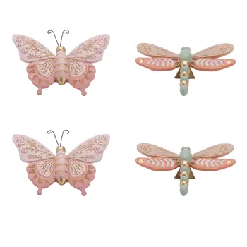 Set of Four Pink And Green Polyresin Tabletop Sculpture