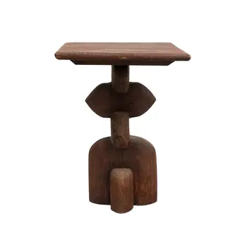 22" Brown Distressed Solid Wood Square End Table