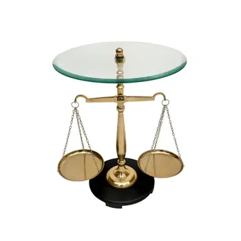 24" Clear and Gold Glass and Aluminum Libra Scales End Table
