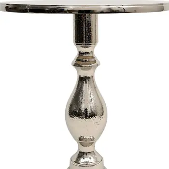 26" Silver Aluminum Round Pedestal End Table