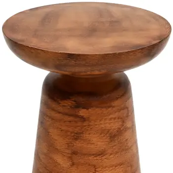 15" Natural Iron and Aluminum Round Pedestal End Table