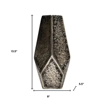 Set of Three Antiqued Silver Aluminum Urn Table Vases