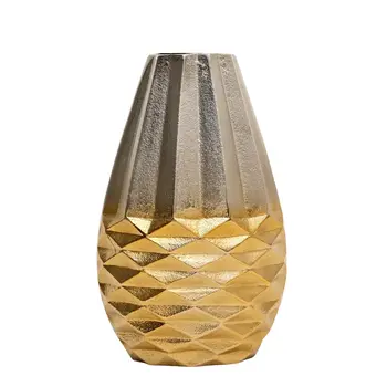 Set of Three Gold Aluminum Urn Table Vases