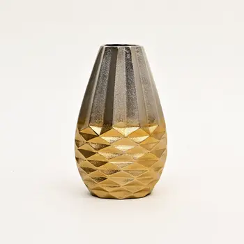 Set of Three Gold Aluminum Urn Table Vases