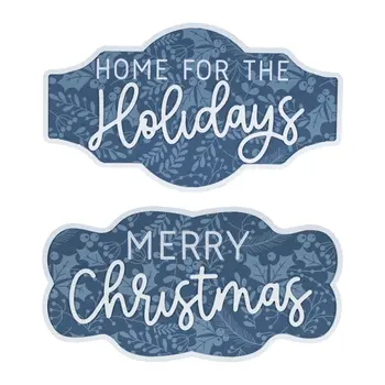 Set of Two Blue And White Christmas Wood Hanging Dimensional Sculpture