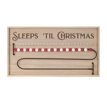 11" X 20" Beige And Red Christmas Wood Hanging Dimensional Sculpture