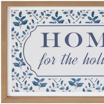 10" X 19" White And Blue Christmas Wood Hanging Dimensional Sculpture