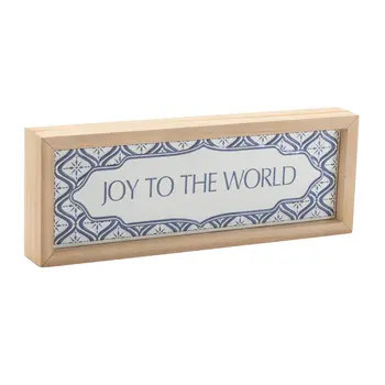 5" X 12" White Blue And Brown Christmas Wood Hanging Dimensional Sculpture