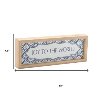 5" X 12" White Blue And Brown Christmas Wood Hanging Dimensional Sculpture