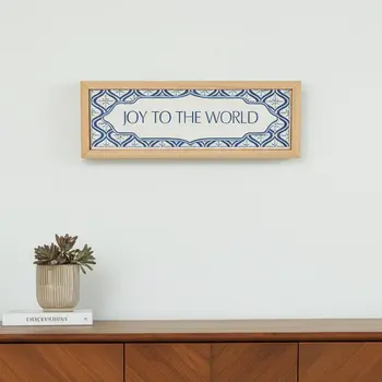 5" X 12" White Blue And Brown Christmas Wood Hanging Dimensional Sculpture