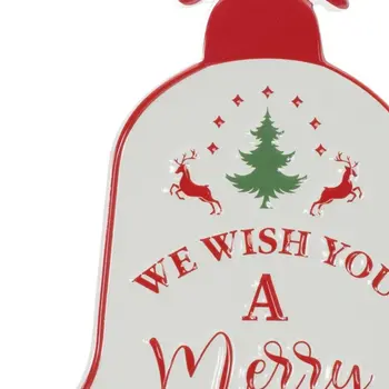 10" X 8" White Red And Green Christmas Iron Hanging Dimensional Sculpture