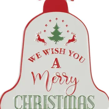 10" X 8" White Red And Green Christmas Iron Hanging Dimensional Sculpture